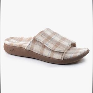 Strole Den Tarten Plaid Slide Slippers Slides Wheat womens size 11-NIB